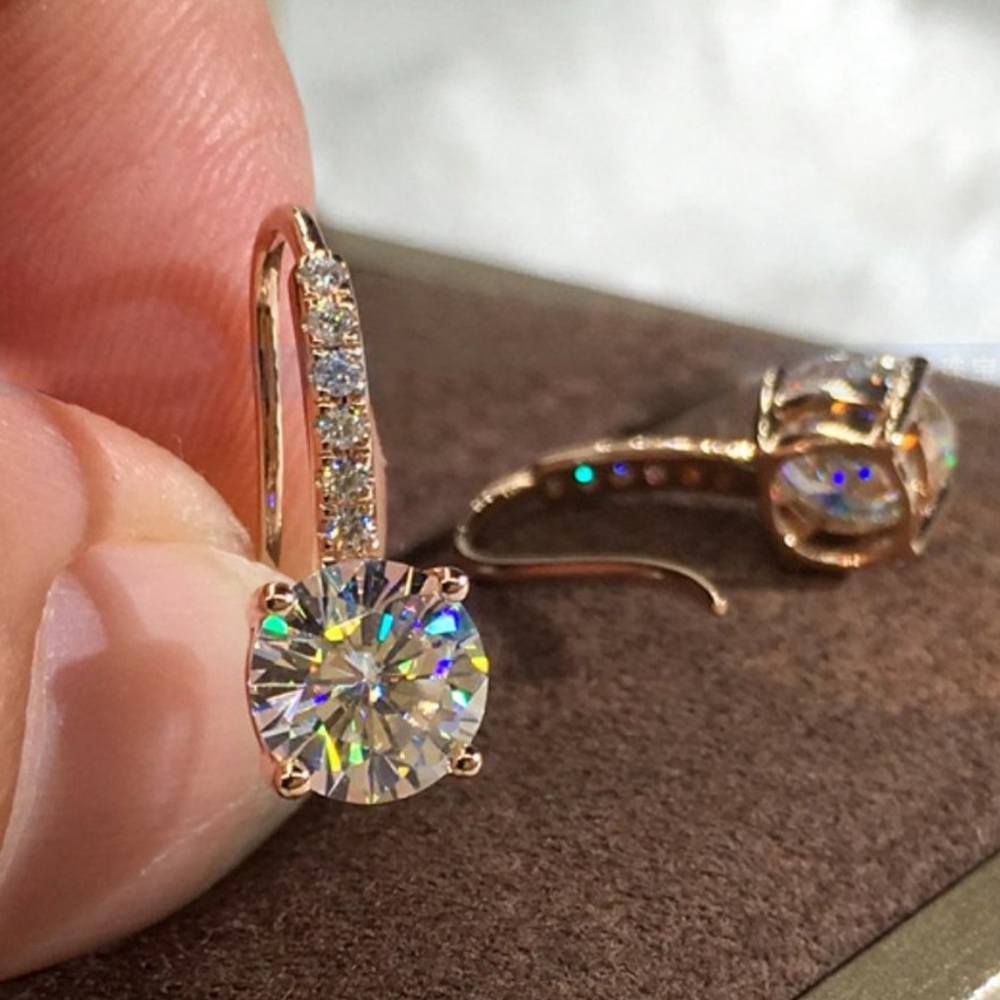 NEW 18K ROSE GOLD DIAMOND DROP EARRINGS